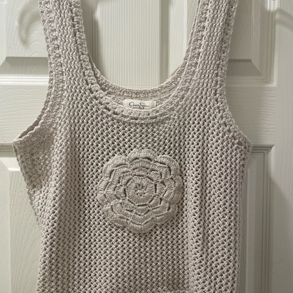 Jessica Simpson Cream Crochet Knit Tank Top